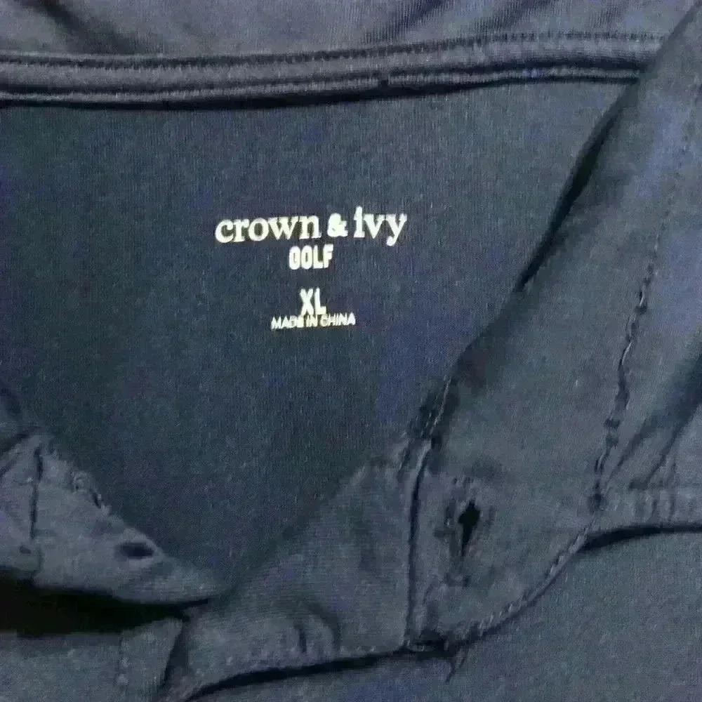Crown & Ivy Golf Mens XL Navy Blue Performance Short Sleeve Polo Shirt Solid - Picture 2 of 6